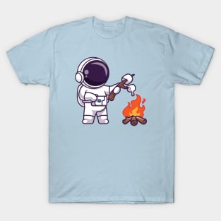 Cute Astronaut Burn Marshmallow Cartoon T-Shirt